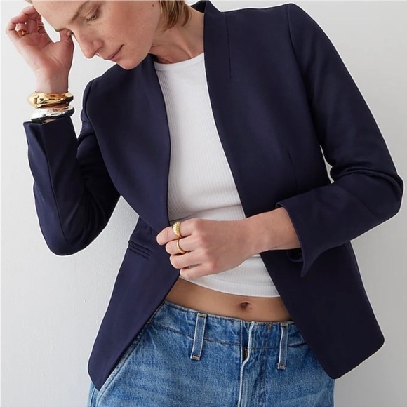 J. Crew Going Out Blazer Navy Blue Size 00 Collegiate - Picture 1 of 11